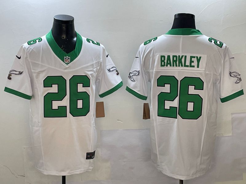 Men Philadelphia Eagles #26 Barkley White Retro three generations 2025 Nike Vapor Limited NFL Jersey style 1->philadelphia eagles->NFL Jersey